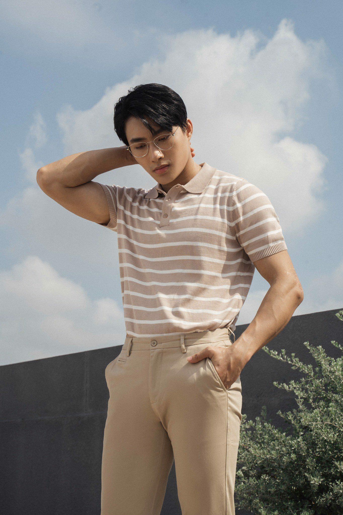 POLO NAM DỆT KIM 6855-REGULAR FIT KEM SỌC TRẮNG