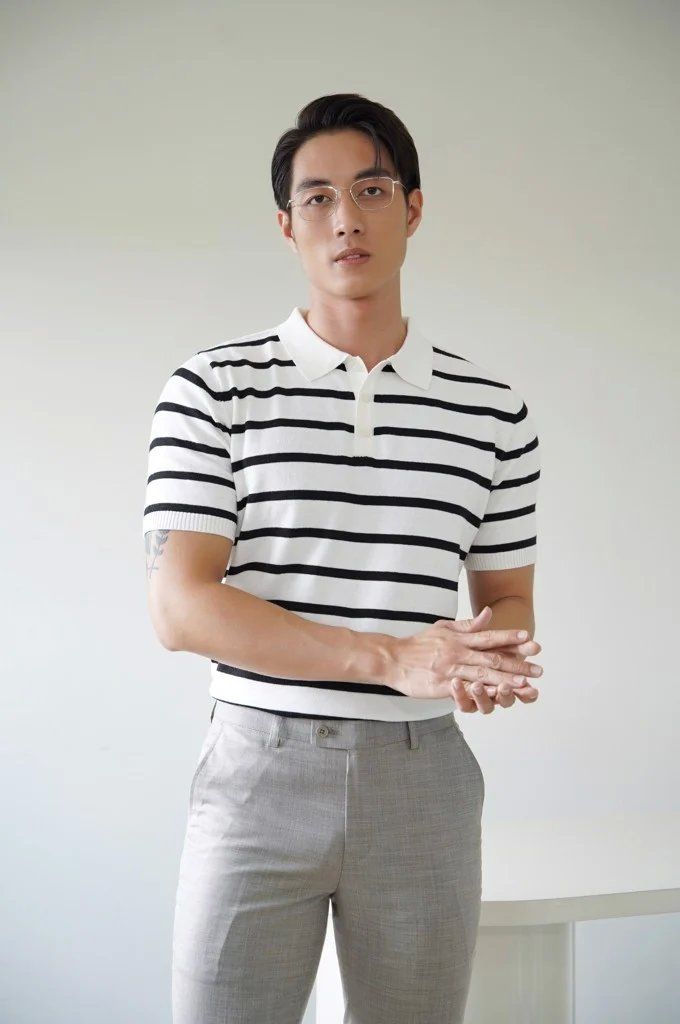 POLO NAM DỆT KIM 705-REGULAR FIT TRẮNG SỌC ĐEN