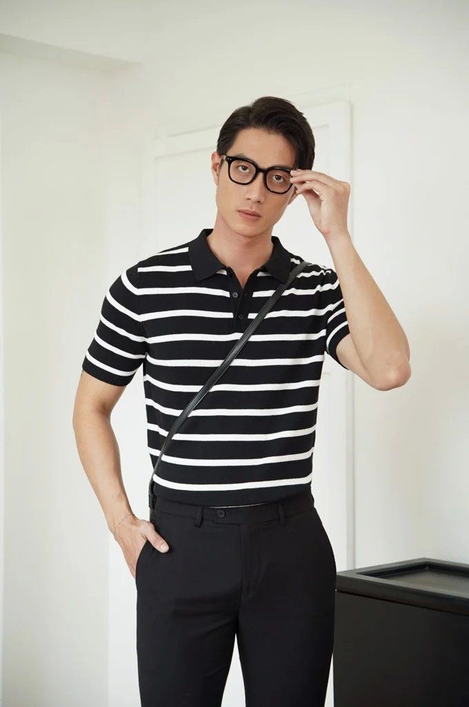 POLO NAM DỆT KIM 705-REGULAR FIT ĐEN SỌC TRẮNG