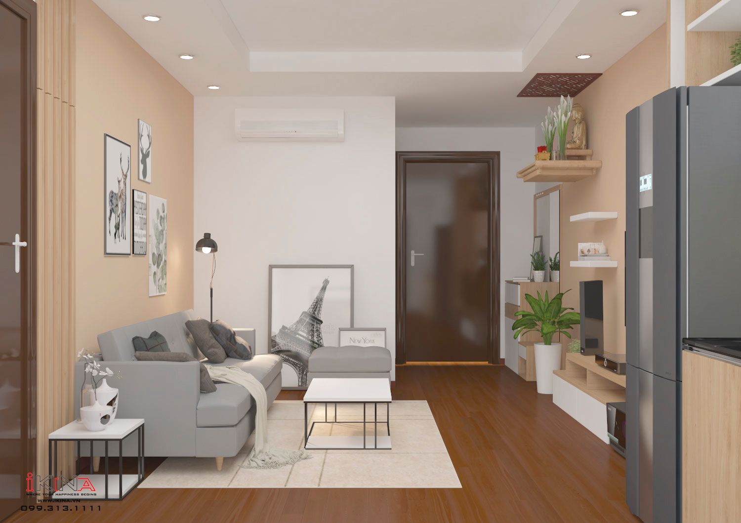 Thiết Kế Căn Hộ Chung Cư 61m2 - Hateco Hoàng Mai