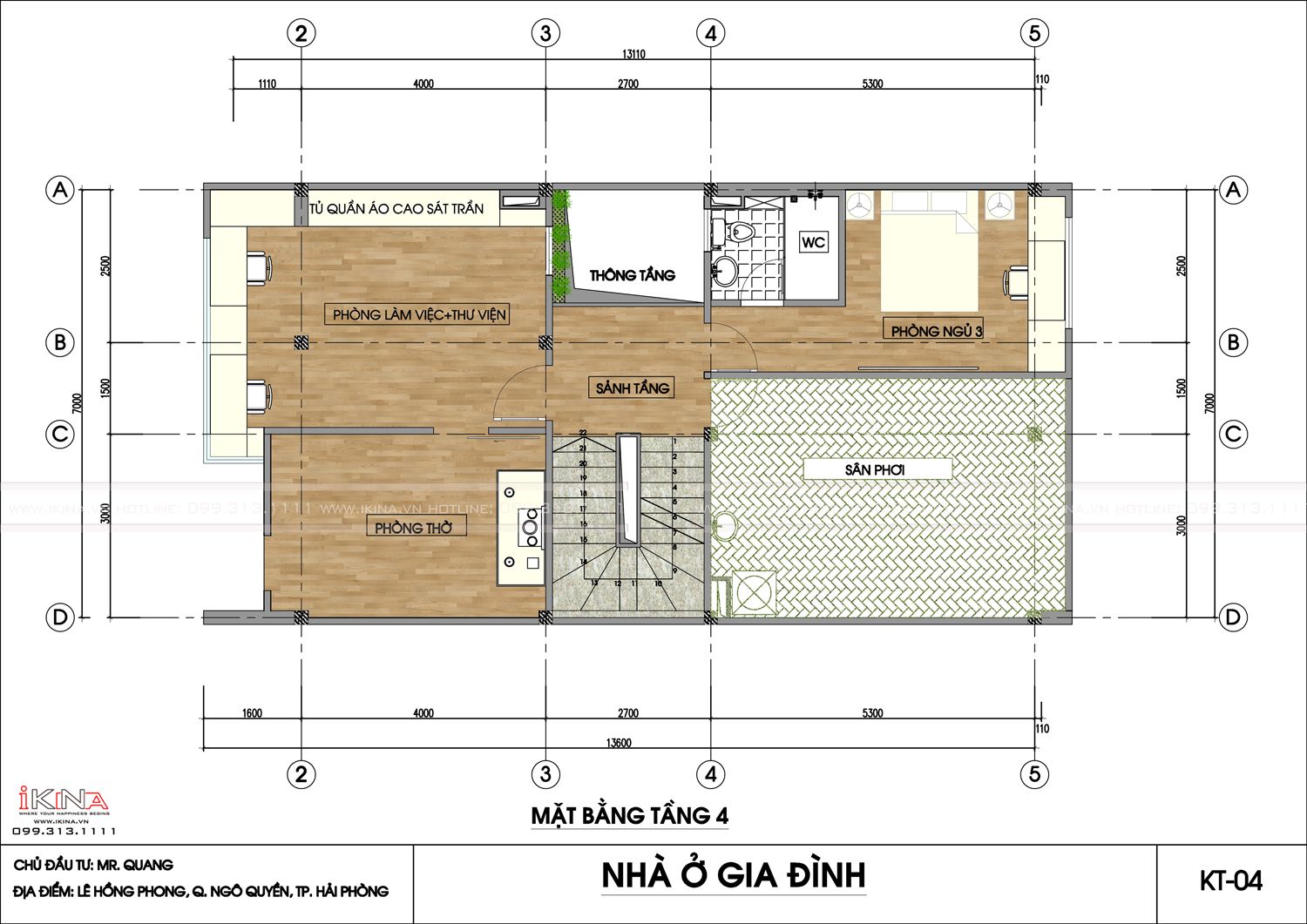 Thiết Kế Nhà Lô Phố 105m2 - 5 Tầng Hải Phòng