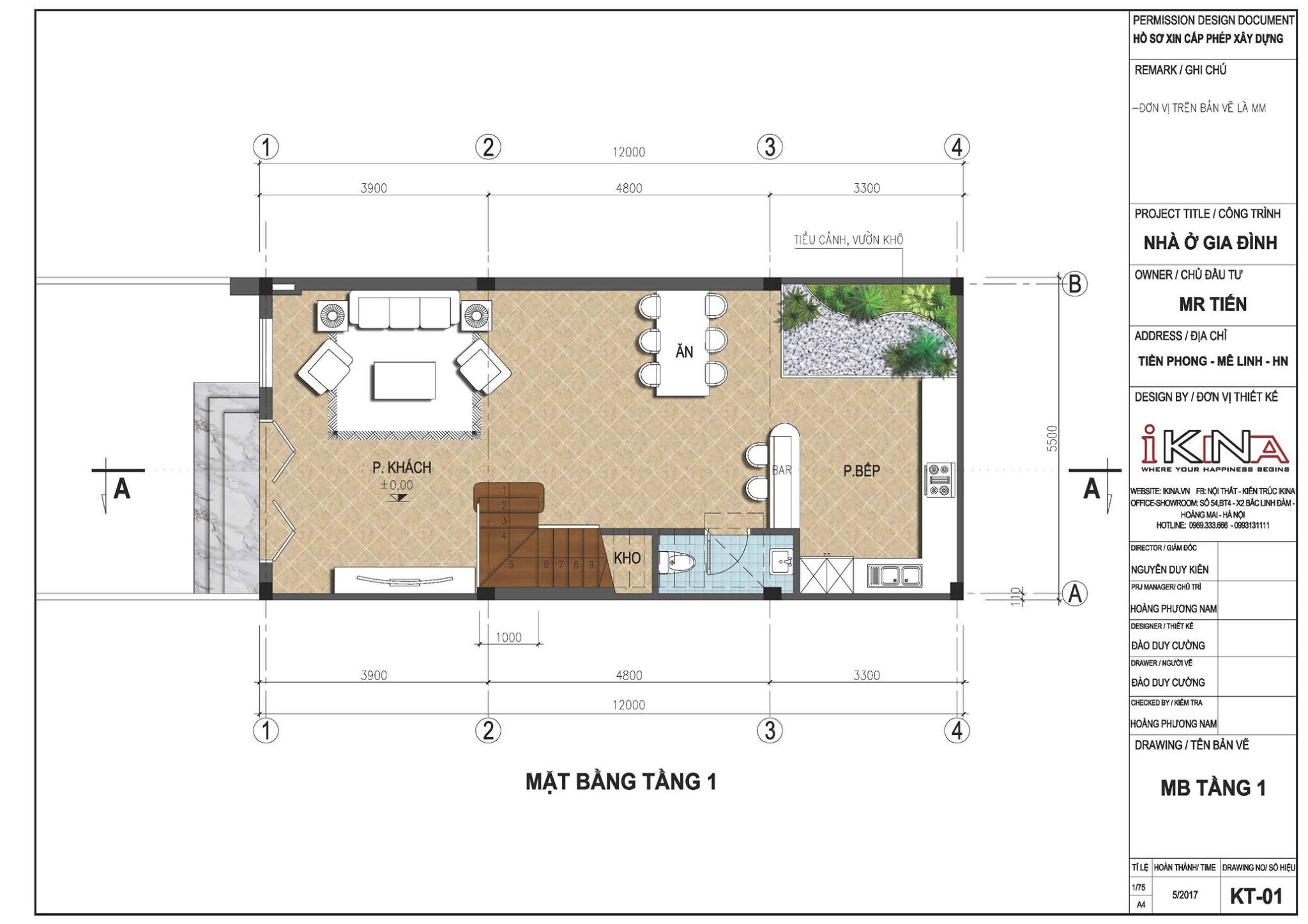  Thiết Kế Nhà Phố 100m2 - 3 Tầng Mê Linh Hà Nội 