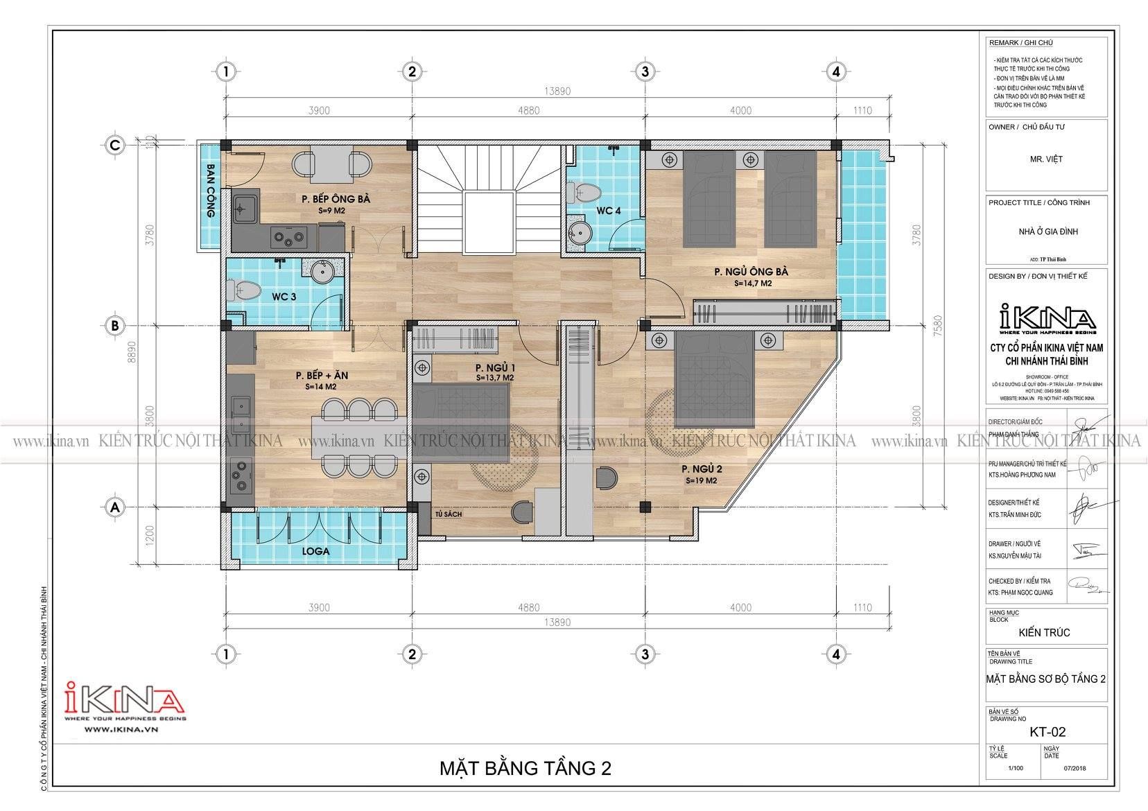 Thiết Kế Nhà Lô Góc 94m2 - 4 Tầng Thái Bình