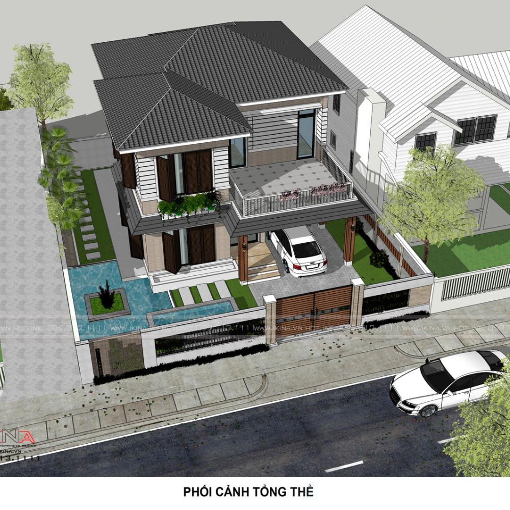 Thiết Kế Biệt Thự 105m2 - 2 Tầng Sóc Sơn Hà Nội