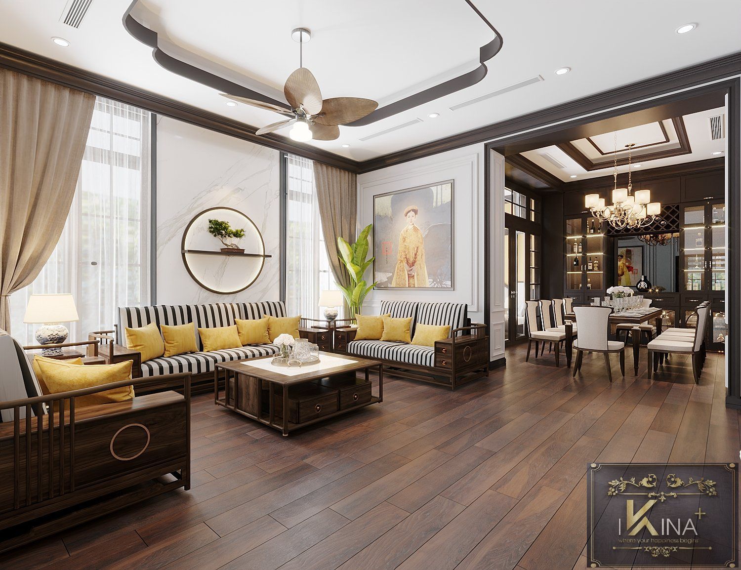 Thiết Kế Căn Hộ Duplex 250m2 - The Manor - Phong Cách Indochine