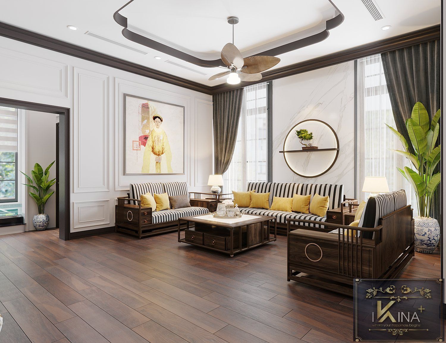 Thiết Kế Căn Hộ Duplex 250m2 - The Manor - Phong Cách Indochine