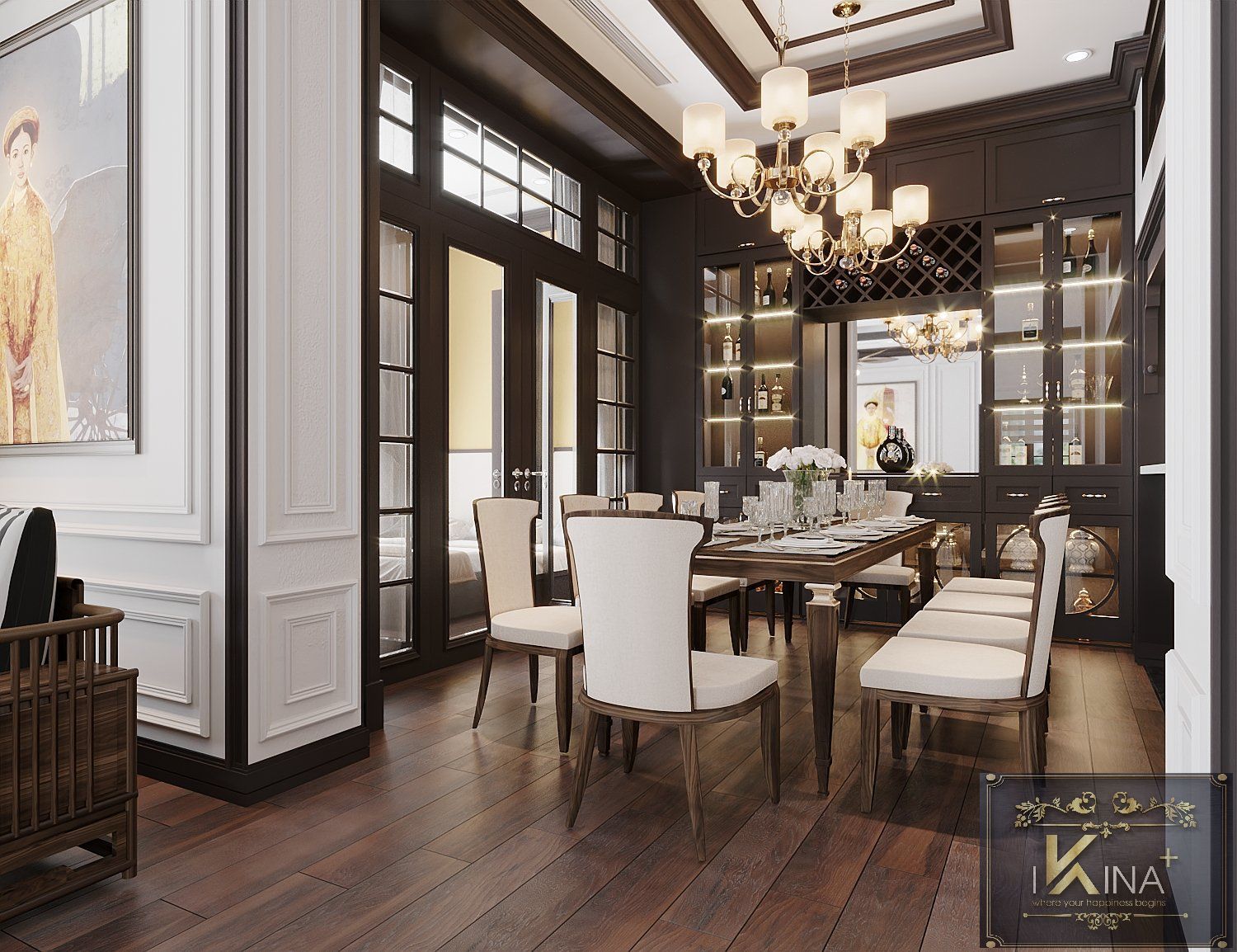 Thiết Kế Căn Hộ Duplex 250m2 - The Manor - Phong Cách Indochine