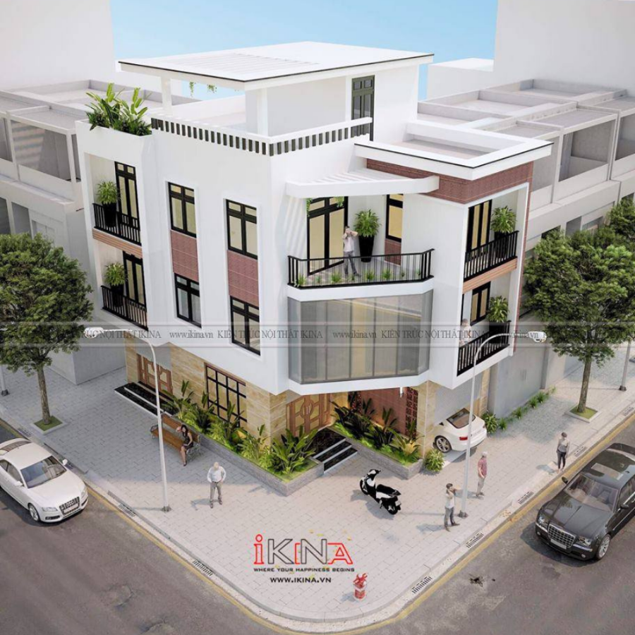 Thiết Kế Nhà Lô Góc 94m2 - 4 Tầng Thái Bình