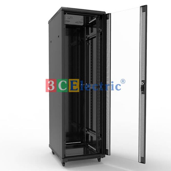 TỦ RACK 45U D1000 CÁNH CỬA MICA – MÀU ĐEN