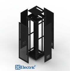 TỦ RACK 45U-D600 MÀU ĐEN – CÁNH CỬA LƯỚI