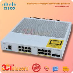 Switch Cisco C1000-16P-E-2G-L: 16x 10/100/1000 Ethernet PoE+ ports and 120W PoE budget, 2x 1G SFP uplinks with external PS