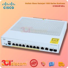 Switch Cisco C1000-8P-2G-L: 8x 10/100/1000 Ethernet PoE+ ports and 67W PoE budget, 2x 1G SFP and RJ-45 combo uplinks