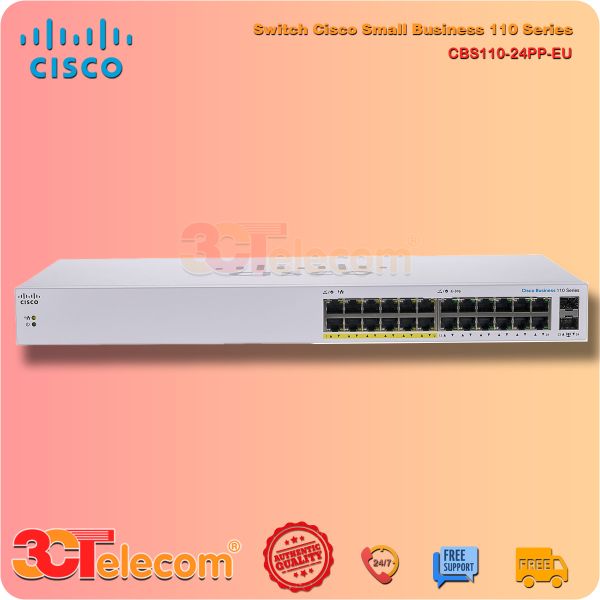 CBS110-24PP-EU: switch cisco 24 Port 10/100/1000 Mbps PoE 100W  + 2 Port SFP