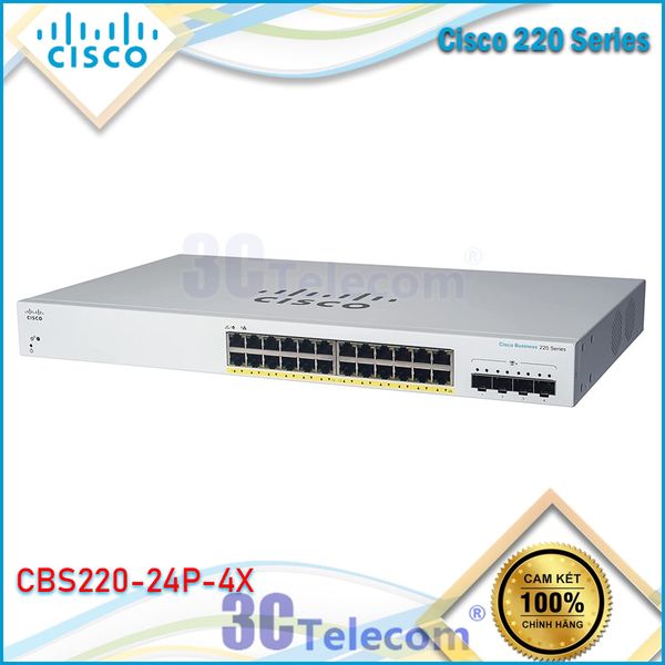 Switch Cisco Business CBS220-24P-4X Smart Switch PoE+ 195w