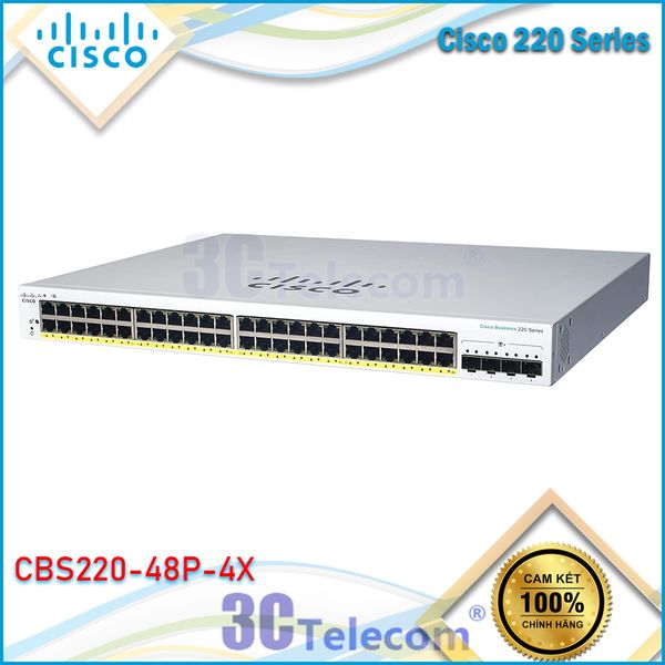 Switch Cisco Business CBS220-48P-4X Smart Switch PoE+ 382w