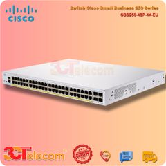 Switch Cisco CBS250 48P 4X EU: 48-Port 10/100/1000 Mbps PoE+ 370W, 4 Port 10 Gigabit SFP+