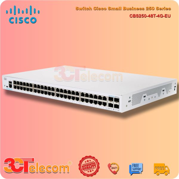 Switch Cisco CBS250-48T-4G-EU: 48-Port 10/100/1000 Mbps, 4 Port Gigabit SFP uplink