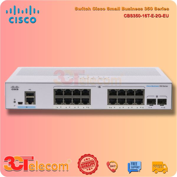 Switch Cisco CBS350-16T-E-2G-EU: 16 Port-10/100/1000 ports, 2 Gigabit SFP