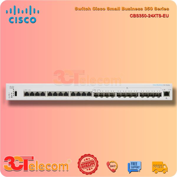 Switch Cisco CBS350-24XTS-EU: 12 x 10 Gigabit copper ports, 12 x 10 Gigabit SFP+ (dedicated), 1 x GE management port