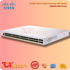 Switch Cisco CBS350-48FP-4X-EU: 48 10/100/1000 PoE+ ports with 740W power budget, 4 10 Gigabit SFP+, Rack-mountable