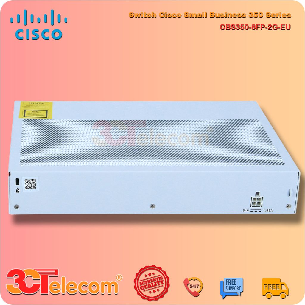 Switch Cisco CBS350-8FP-2G-EU:  8-10/100/1000 PoE+ ports with 120W power budget,  2 Gigabit copper/SFP combo ports, Rack-mountable