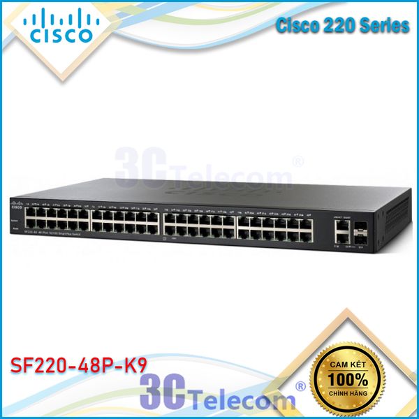 Switch Cisco SF220-48P-K9: 48-Port 10/100 PoE Smart Switch