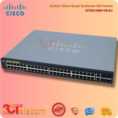 Switch Cisco SF350-48MP-K9-EU: 48 10/100 PoE+ ports (8 support 60W PoE), 2 Gigabit copper/SFP combo + 2 SFP port,740W PoE power budget