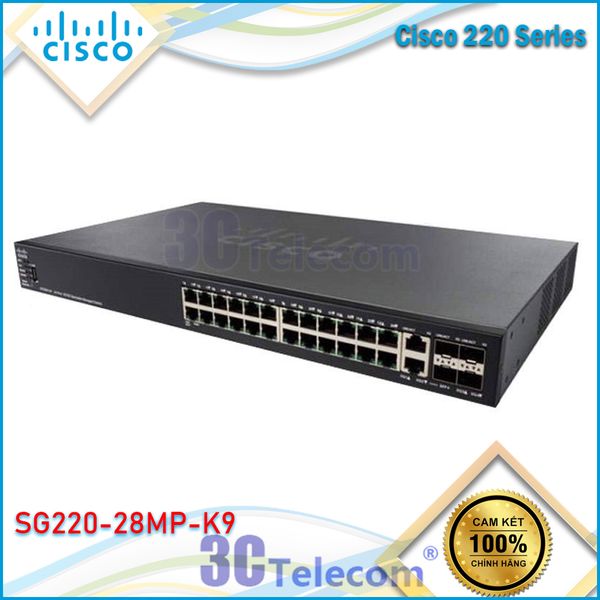 Switch Cisco SG220-28MP-K9: 24-Port 10/100/1000 PoE Smart Switch