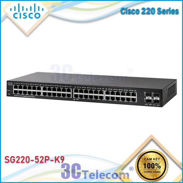 Switch Cisco SG220-52P-K9: 48-Port 10/100/1000 PoE Smart Switch