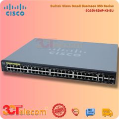 Switch Cisco SG350-52MP-K9-EU:  48-10/100/1000 PoE+ ports (8 support 60W PoE),  2 Gigabit copper/SFP combo + 2 SFP ports, 740W PoE power budget