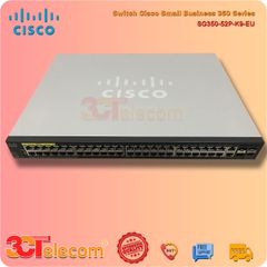 Switch Cisco SG350-52P-K9-EU:  48-10/100/1000 PoE+ ports (8 support 60W PoE),  2 Gigabit copper/SFP combo + 2 SFP ports, 375W PoE power budget