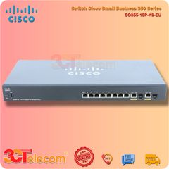 Switch Cisco SG355-10P-K9-EU: 8P-10/100/1000 PoE+ ports, 2 Gigabit copper/SFP combo,  62W PoE power budget