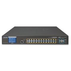 GS-5220-24PL4XV: switch planet L2+ 24-Port 10/100/1000T 802.3at PoE + 4-Port 10G SFP+ Managed Switch with LCD touch screen