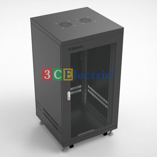 TỦ RACK 22U D600 MÀU ĐEN CỬA LƯỚI