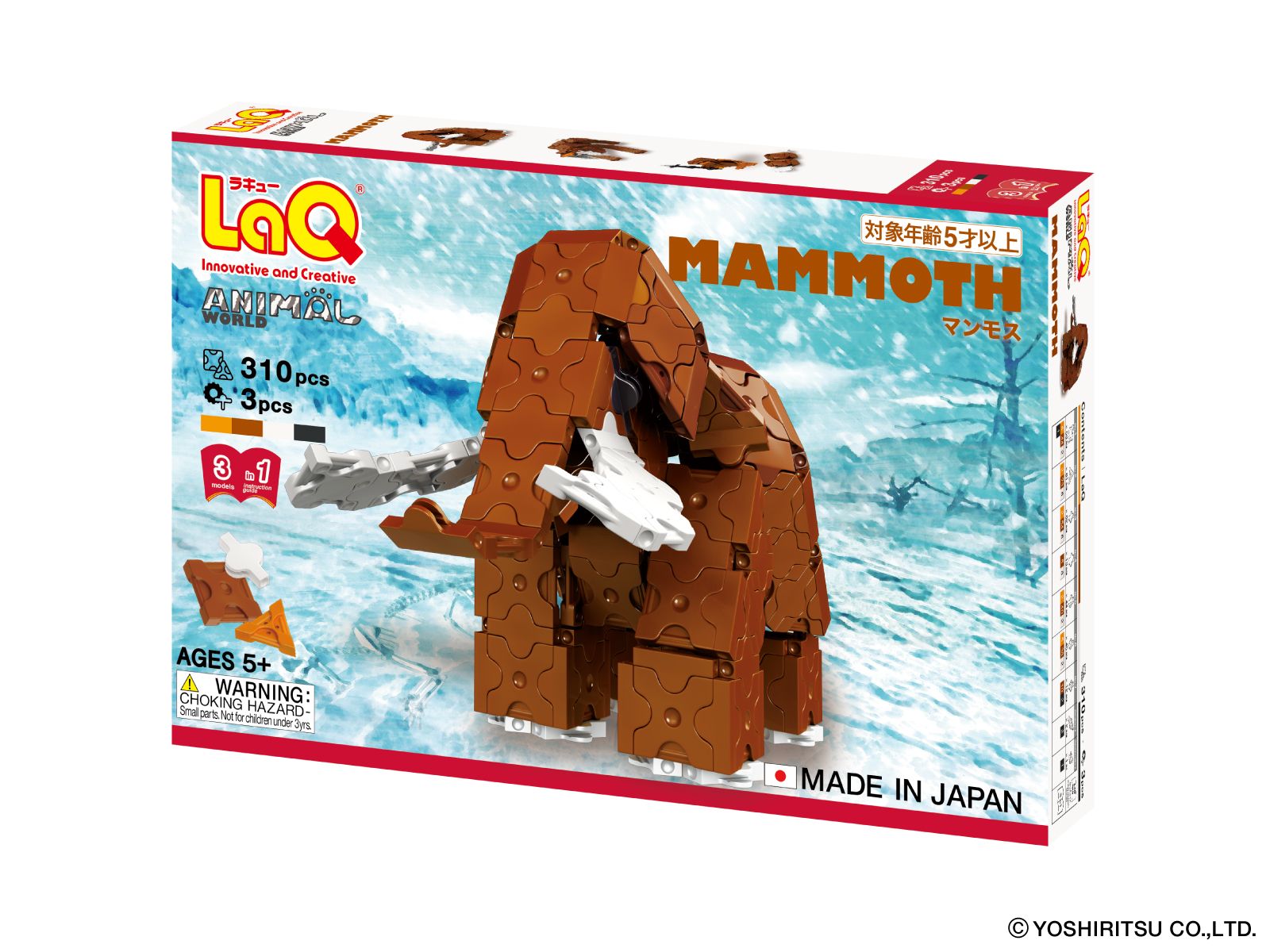  Bộ xếp hình sáng tạo LaQ Animal World MAMMOTH - Chủ đề Thế giới Động vật (Voi ma mút) 310 mảnh ghép và 3 chi tiết Hamacron 