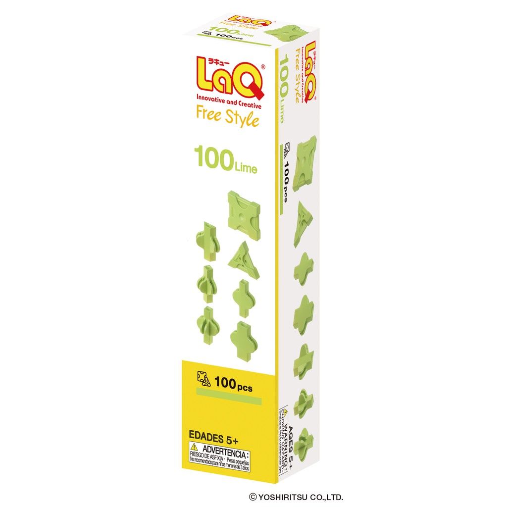 Bộ xếp hình sáng tạo LaQ Free Style 100 LIME - Chủ đề Tự do sáng tạo (Màu VÀNG CHANH) 100 mảnh ghép, đủ 7 loại mảnh ghép