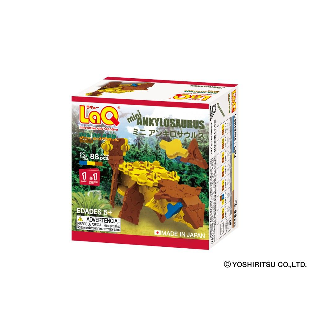 Bộ xếp hình sáng tạo tí hon LaQ Dinosaur World MINI ANKYLOSAURUS - Chủ đề Thế giới Khủng long (Bọc giáp) 88 mảnh ghép