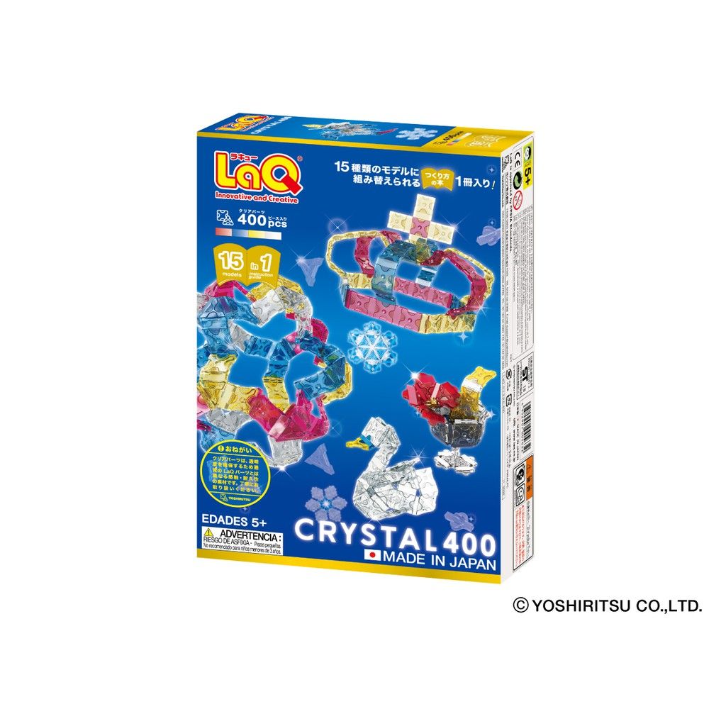  Bộ xếp hình sáng tạo LaQ CRYSTAL 400 - Chủ đề Mảnh ghép trong, 400 mảnh ghép có 4 màu trong suốt (vàng, đỏ, xanh, trắng) 