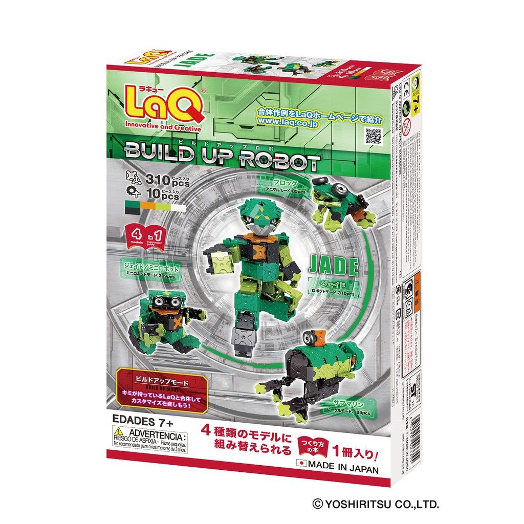 Bộ xếp hình sáng tạo LaQ Buildup Robot JADE - Chủ đề Sáng tạo Rô bốt (JADE) 310 mảnh ghép và 10 chi tiết Hamacron