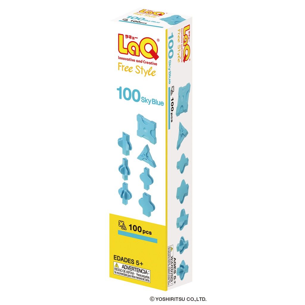  Bộ xếp hình sáng tạo LaQ Free Style 100 SKY BLUE - Chủ đề Tự do sáng tạo (Màu XANH DA TRỜI) 100 mảnh ghép đủ 7 loại 