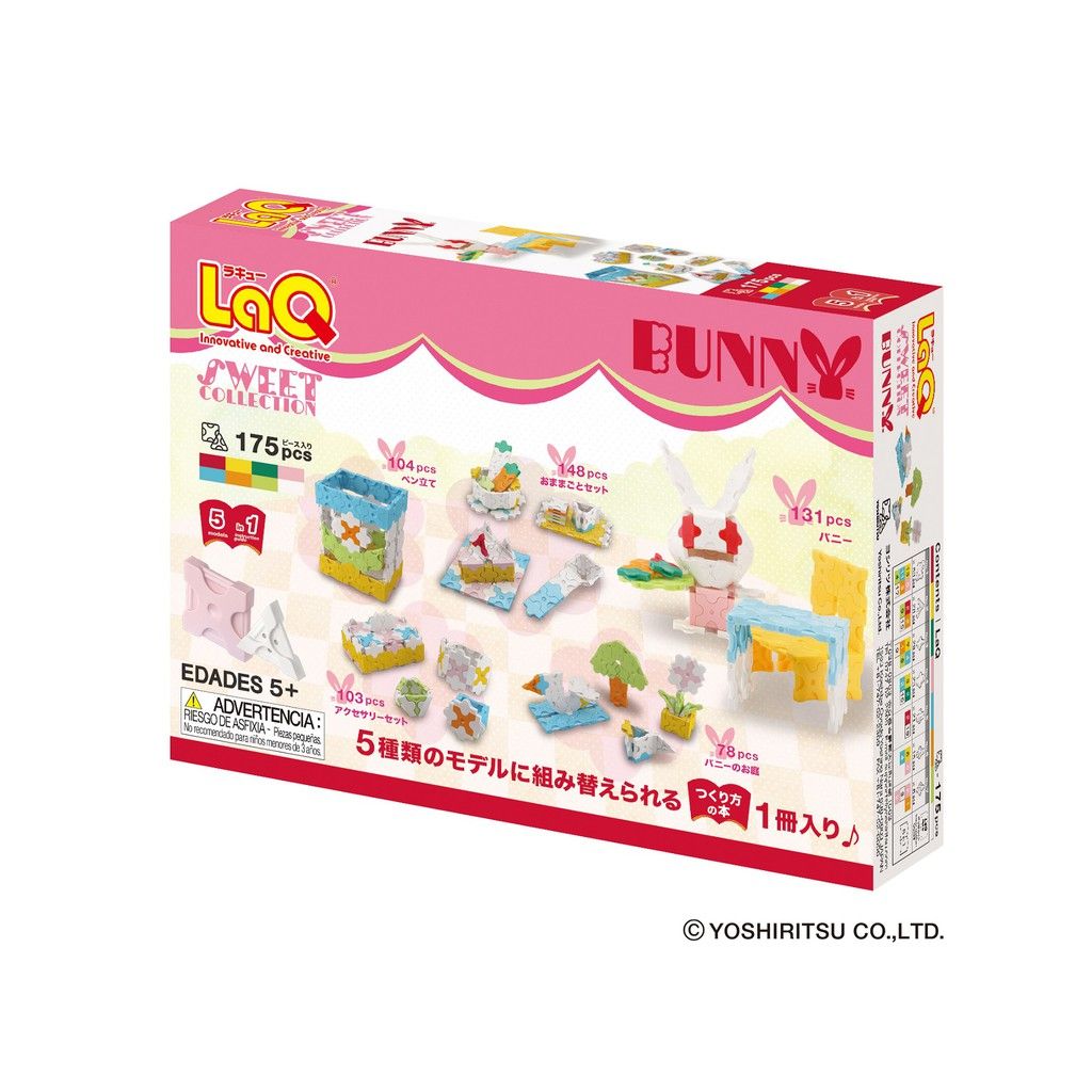 Bộ xếp hình sáng tạo LaQ Sweet Collection BUNNY - Chủ đề Ngọt ngào bé gái (Chú thỏ Bunny) 175 mảnh ghép