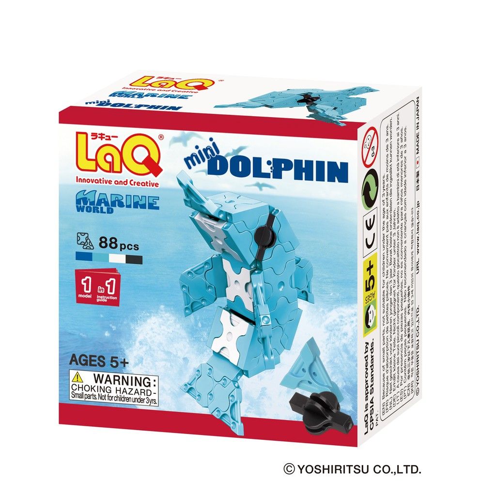  Bộ xếp hình sáng tạo tí hon LaQ Marine World MINI DOLPHIN - Chủ đề Thế giới Đại dương (Cá heo) 88 mảnh ghép 