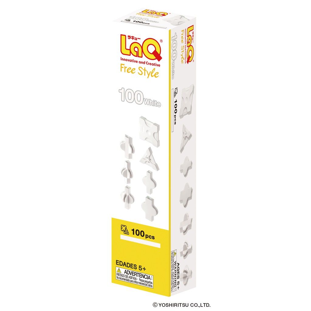  Bộ xếp hình sáng tạo LaQ Free Style 100 WHITE - Chủ đề Tự do sáng tạo (Màu TRẮNG) 100 mảnh ghép, đủ 7 loại mảnh ghép 