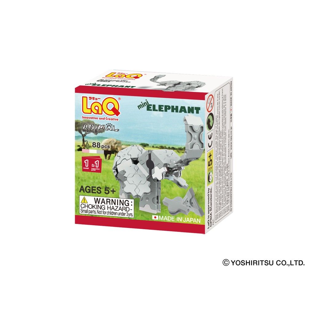  Bộ xếp hình sáng tạo tí hon LaQ Animal World MINI ELEPHANT - Chủ đề Thế giới Động vật (Con voi) 88 mảnh ghép 