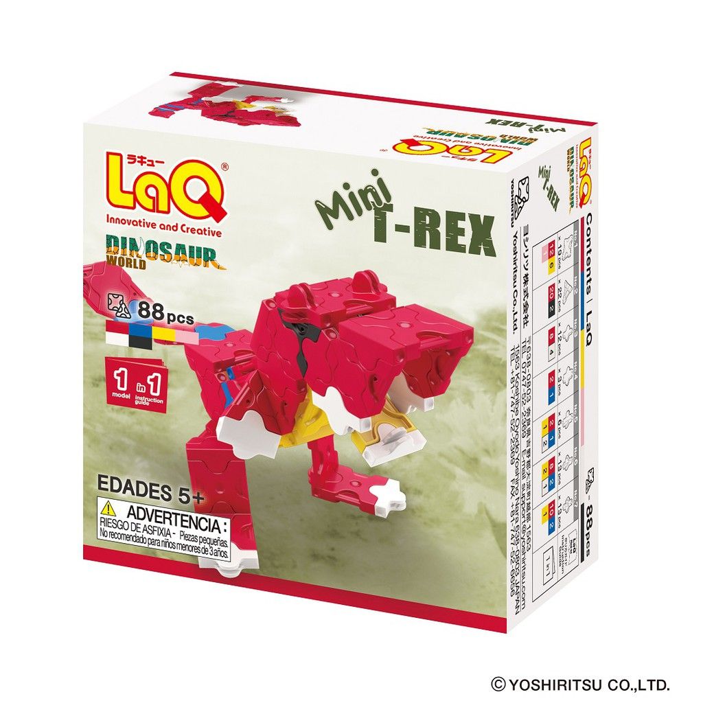 Bộ xếp hình sáng tạo tí hon LaQ Dinosaur World MINI T-REX - Chủ đề Thế giới Khủng long (Bạo chúa) 88 mảnh ghép