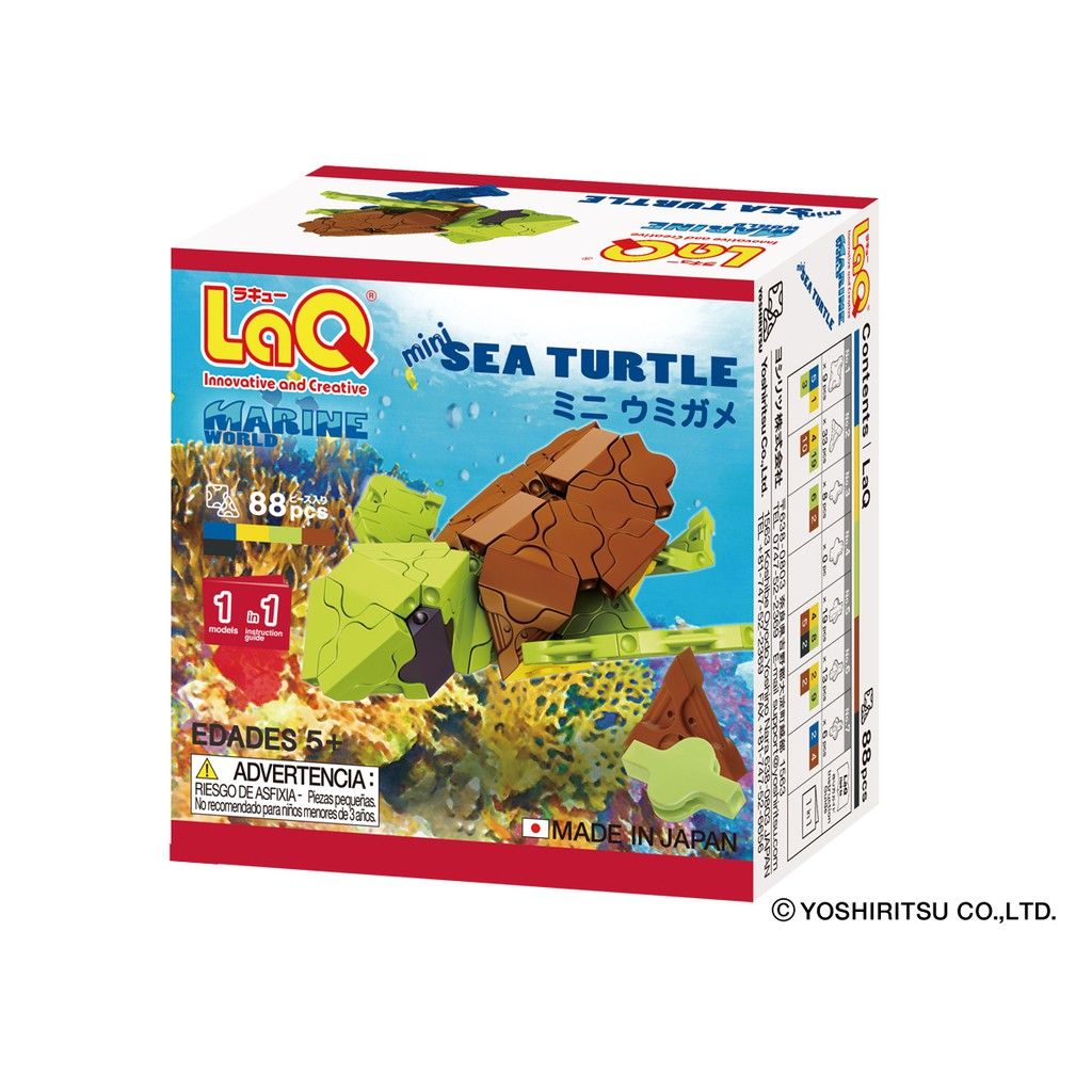 Bộ xếp hình sáng tạo tí hon LaQ Marine World MINI SEA TURTLE - Chủ đề Thế giới Đại dương (Rùa biển) 88 mảnh ghép