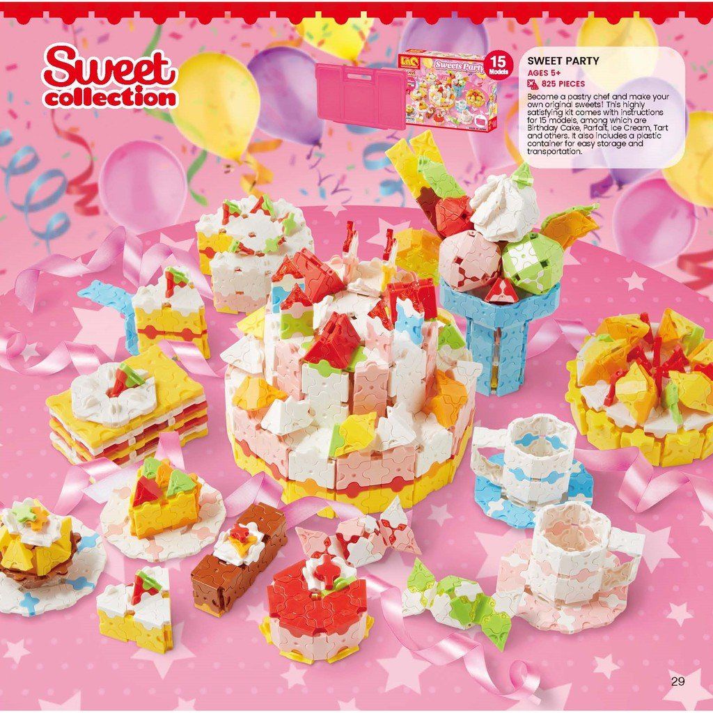 Bộ xếp hình sáng tạo LaQ Sweet Collection SWEETS PARTY - Chủ đề Ngọt ngào bé gái (Bữa tiệc ngọt ngào) 825 mảnh ghép