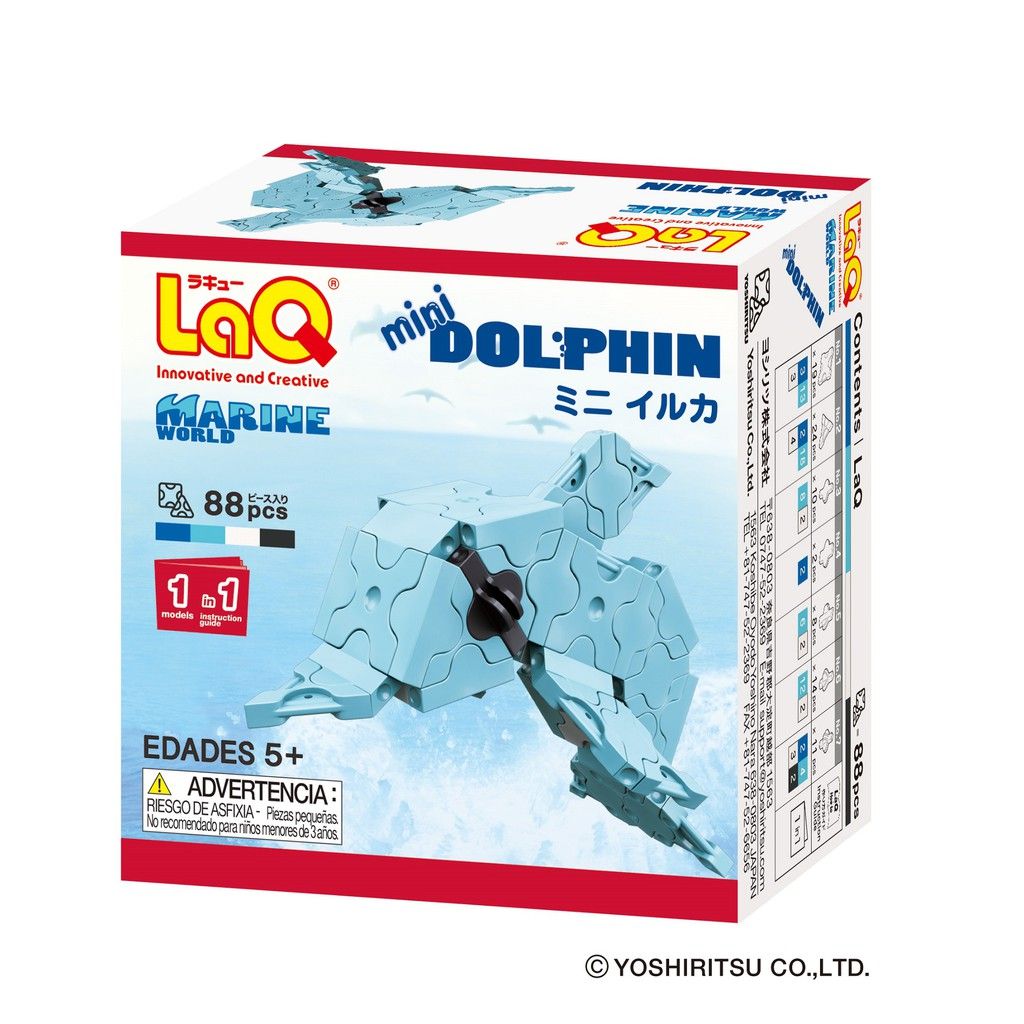  Bộ xếp hình sáng tạo tí hon LaQ Marine World MINI DOLPHIN - Chủ đề Thế giới Đại dương (Cá heo) 88 mảnh ghép 