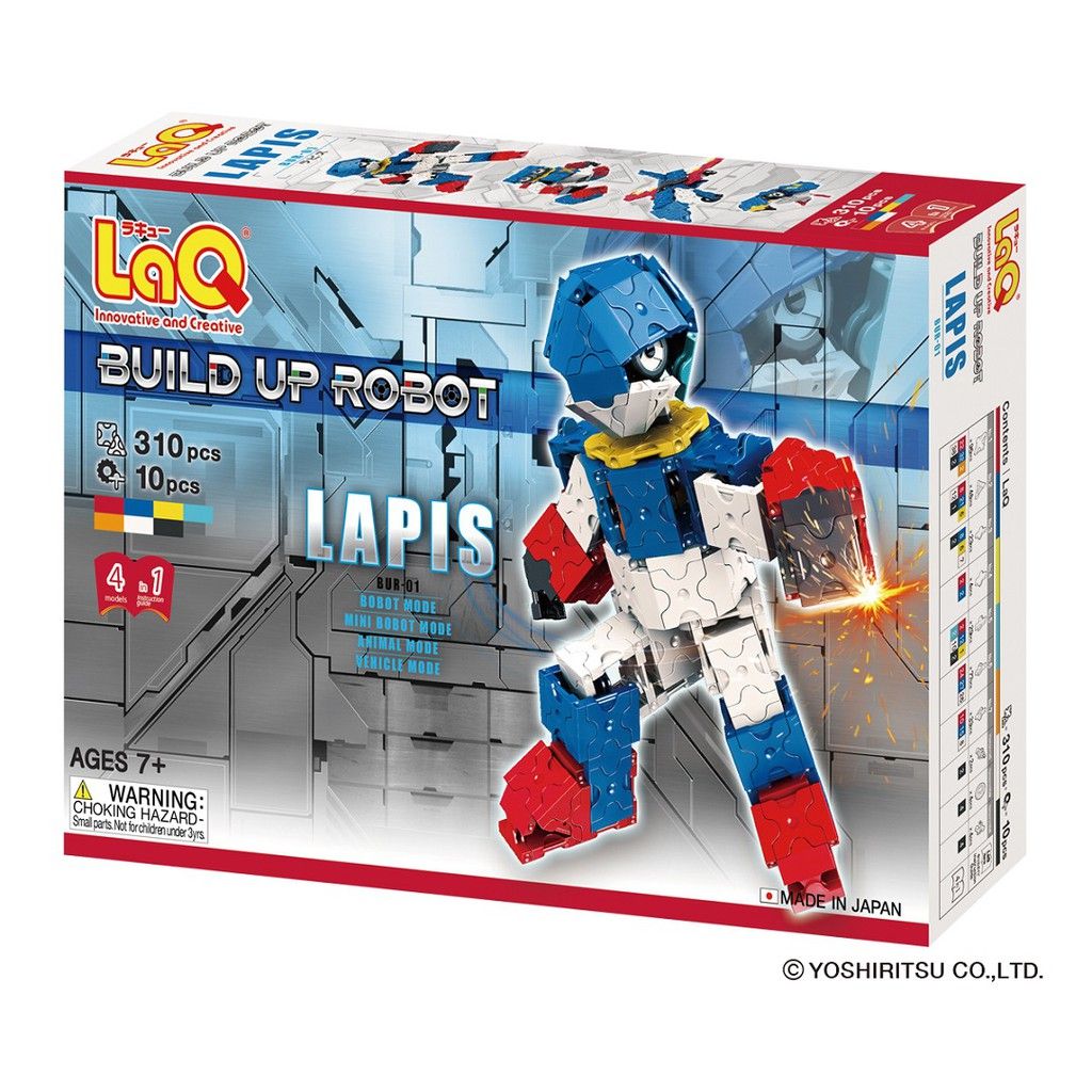 Bộ xếp hình sáng tạo LaQ Buildup Robot LAPIS - Chủ đề Sáng tạo Rô bốt (LAPIS) 310 mảnh ghép và 10 chi tiết Hamacron