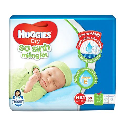 Miếng Lót Sơ Sinh Huggies Nb1 56 Miếng Dưới 5Kg Kimberly Clark